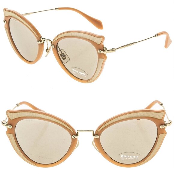 MIU MIU NWT Authentic Cat Eye Peach Beige Gold Women Sunglasses main image 14